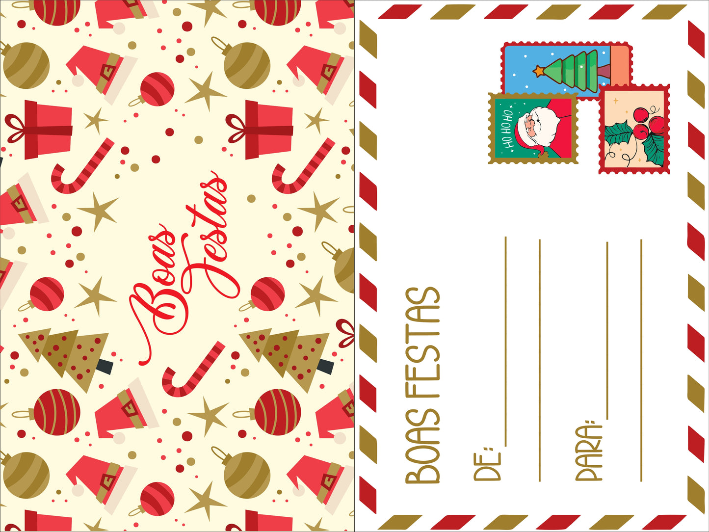 Cartão Agradecimento de Natal (F&V) - Card Postal Feliz Natal genialcarimbos