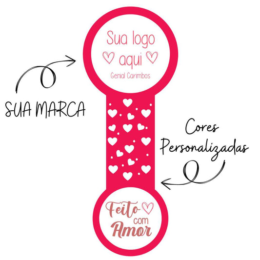 Adesivo de Lacre - Sua Logo, Feito com amor Genial Carimbos