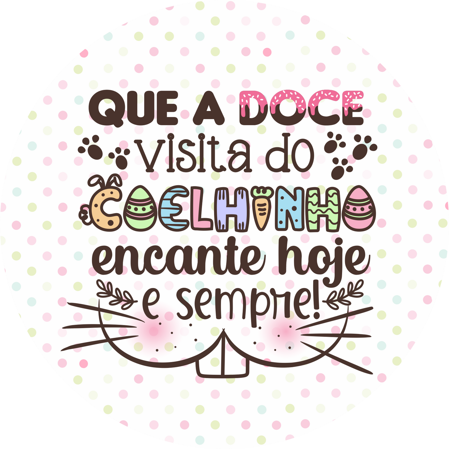 Tag Redonda - A doce visita do coelhinho Genial Carimbos