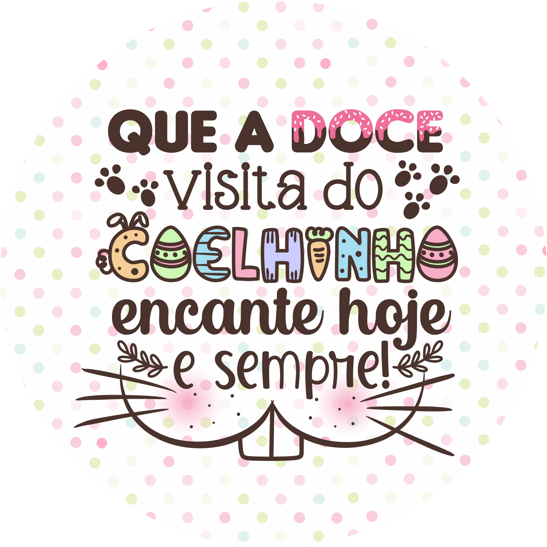 Tag Redonda - A doce visita do coelhinho Genial Carimbos