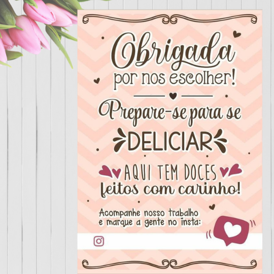 Cartão de Agradecimento Personalizado - Prepare-se para se deliciar Genial Carimbos