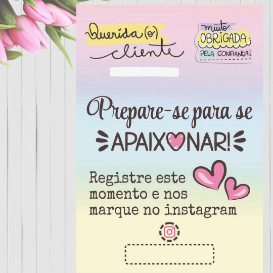 Cartão de Agradecimento Personalizado- Prepare-se para apaixonar Genial Carimbos