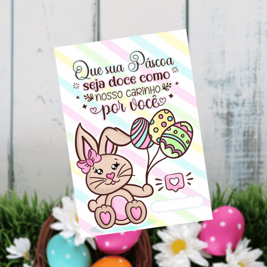 Cartão Agradecimento Personalizado - Uma Páscoa doce como nosso carinho Genial Carimbos