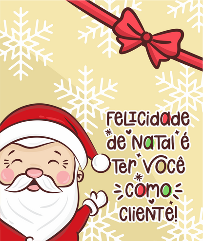 Cartão de Agradecimento - Felicidade de natal é ter você como cliente Genial Carimbos