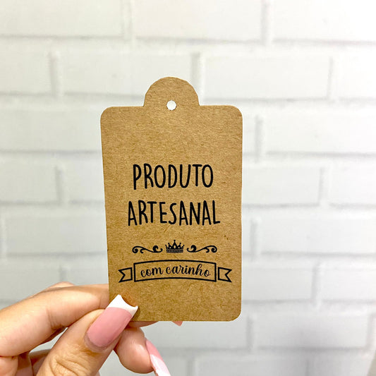 Tag Produto Artesanal com Carinho Genial Carimbos