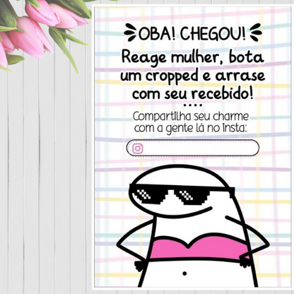 Cartão de Agradecimento Personalizado - Oba, chegou! Reage mulher Genial Carimbos