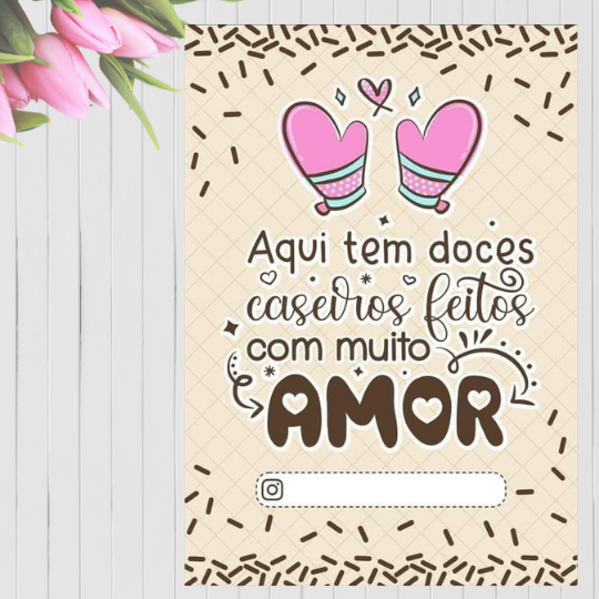 Cartão de Agradecimento Personalizado - Aqui Tem Doces Caseiros Genial Carimbos