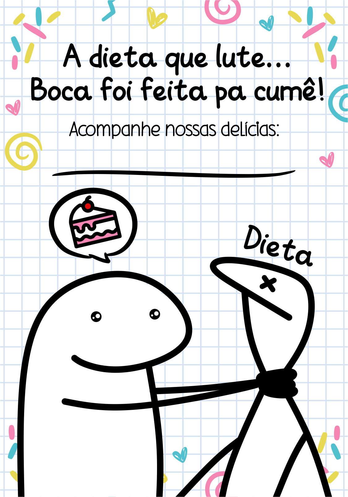 Cartão Agradecimento Personalizado - Flork - A dieta que lute... Genial Carimbos