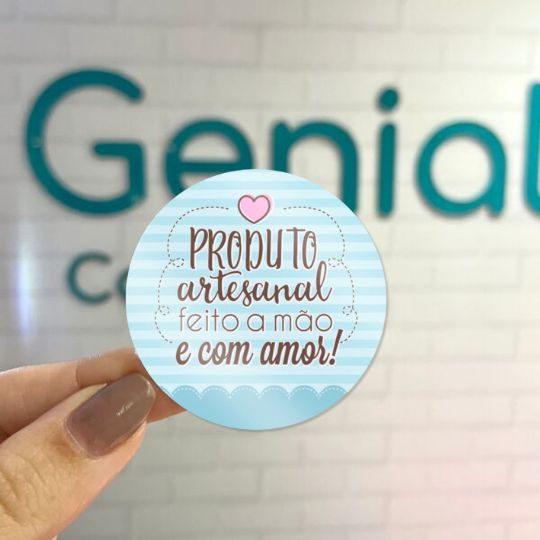 Adesivo produto artesanal com amor Genial Carimbos